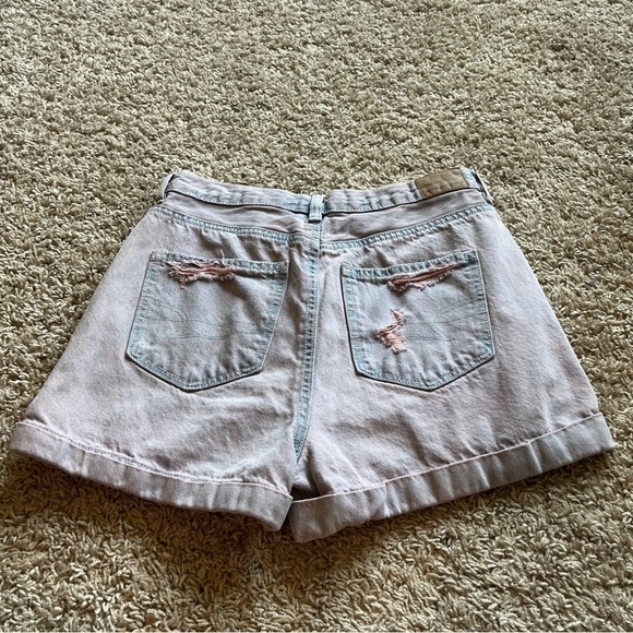 Pink American eagle mom shirt style denim jean shorts - Picture 4 of 8